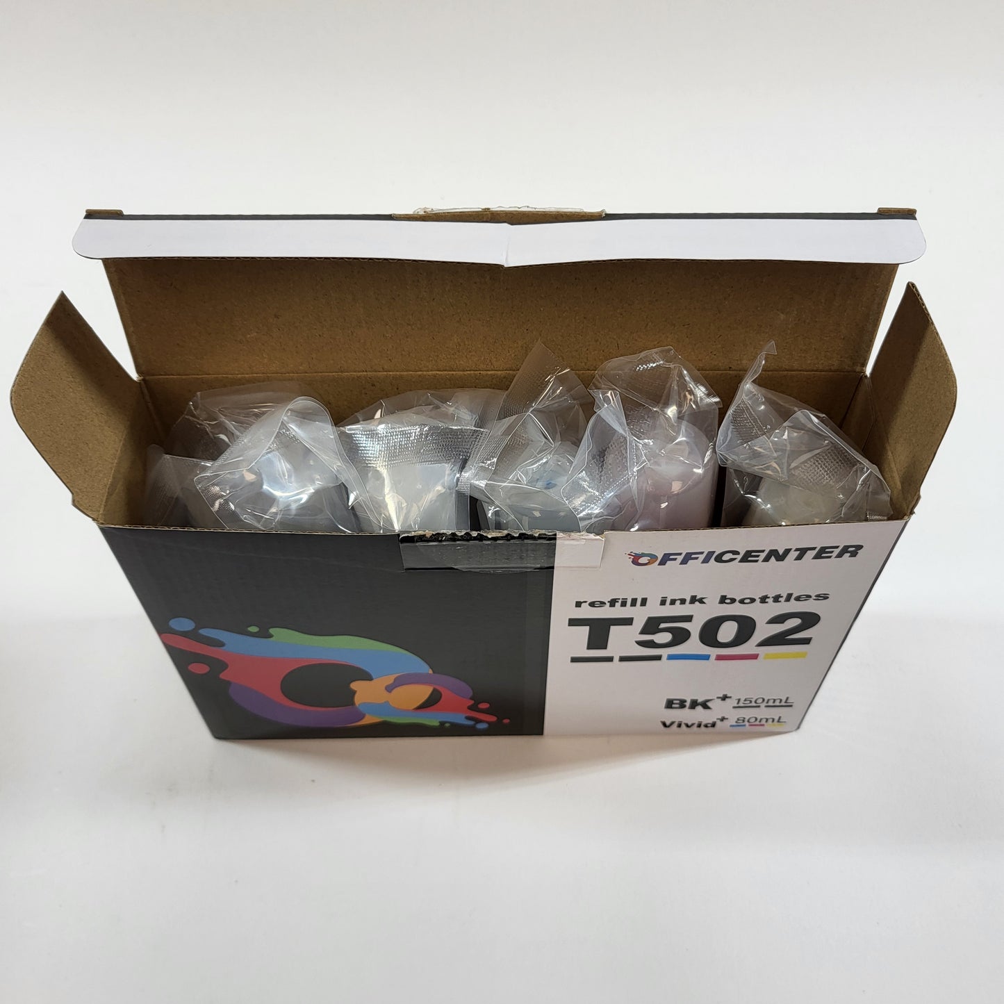 New Officenter T502 Black/Tri-color  Refill Ink Bottles Open Box