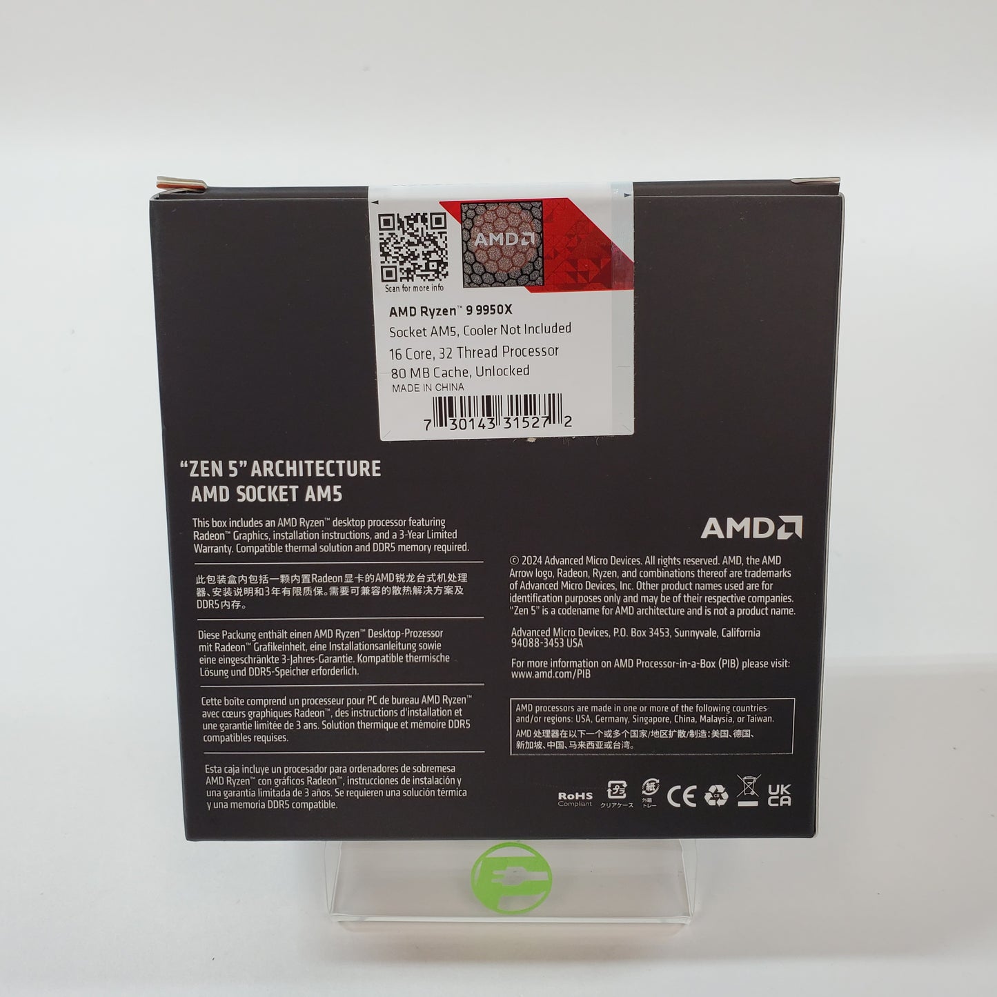 New AMD Ryzen 9 9950x 4.30GHz 16 Core 100-10001277WOF 32 Thread AM5