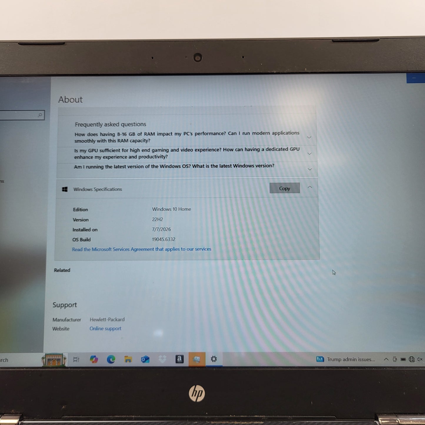 HP Laptop 15.3 I7-6700HQ 2.6GHz 8GB RAM 128GB SSD 1TB HDD GeForce GTX 960M