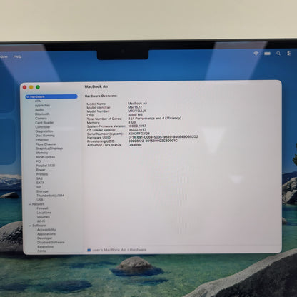 2023 Apple MacBook Air 13.6" M3 4.0GHz 8GB RAM 256GB SSD MRXV3LL/A