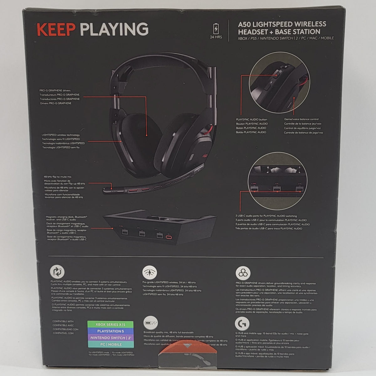 New Logitech A50 Black ASTRO Lightspeed Gaming Headset Multi-Platform