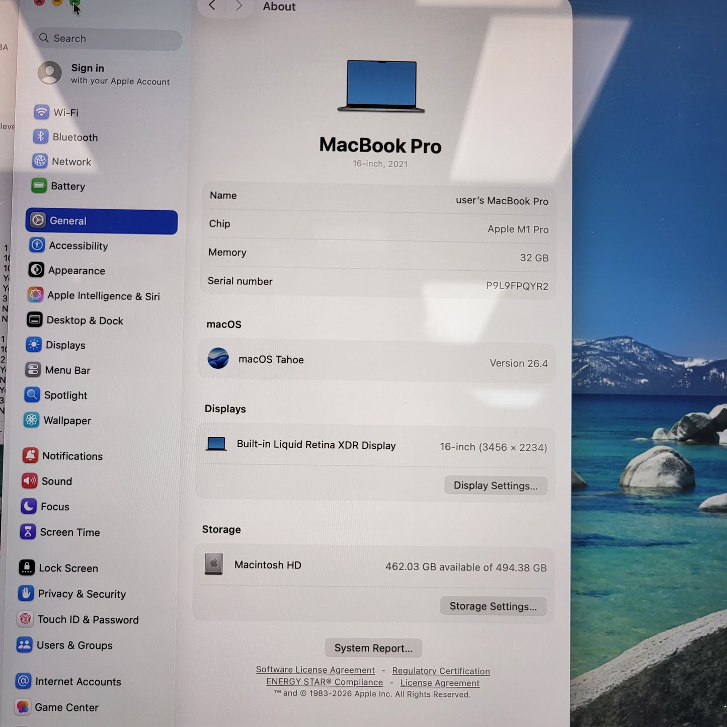 2021 Apple MacBook Pro 16" M1 Pro 16C GPU 3.2GHz 32GB RAM 512GB SSD A2485