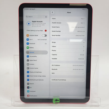 WiFi Only Apple iPad 10th Gen 64GB Pink MPQ33LL/A
