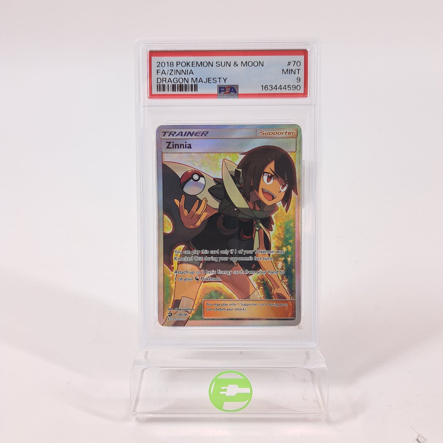 Pokémon TCG Dragon Majesty Zinnia 70/70 Holo Textured English PSA 9 Mint