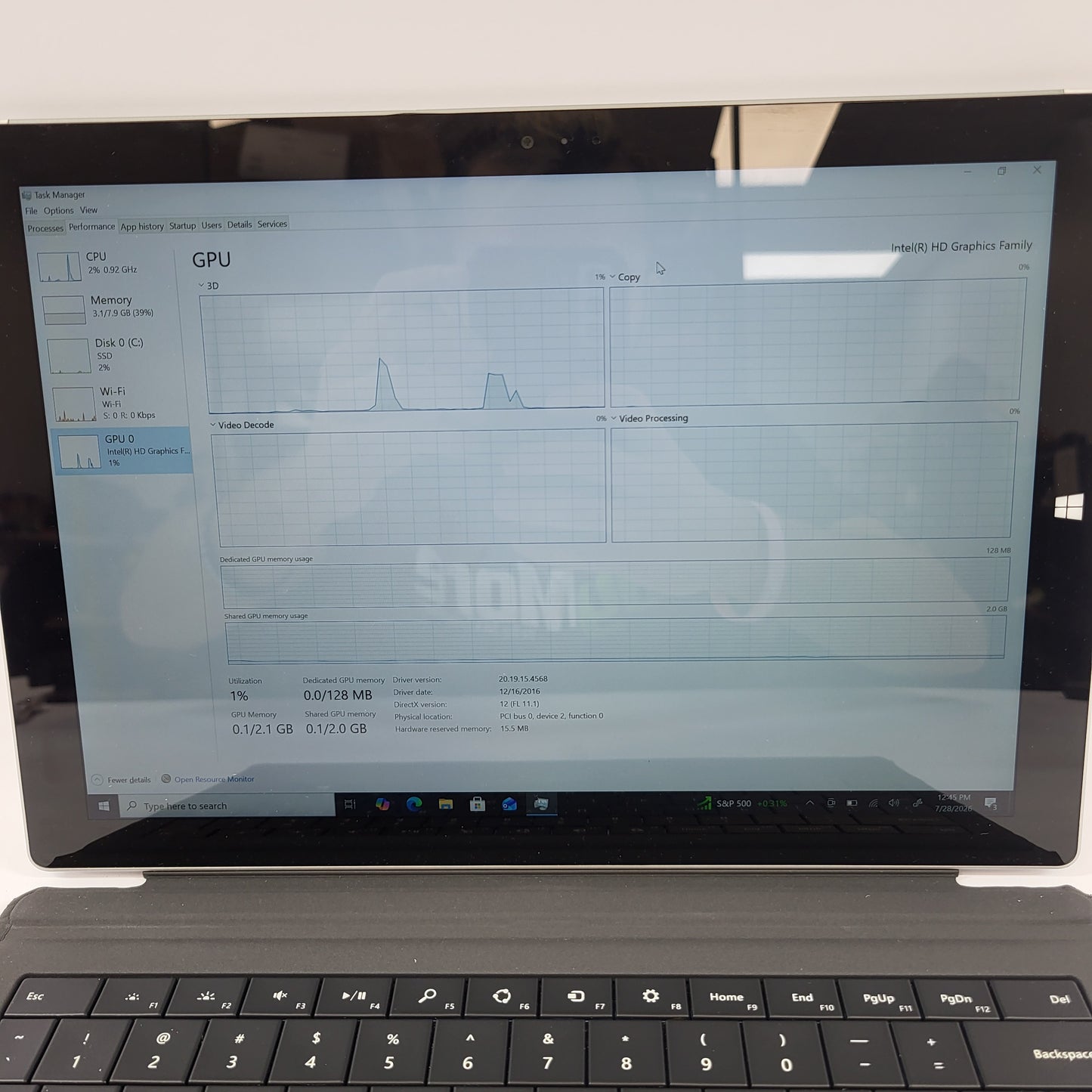 Microsoft Surface Pro 3 12" i5-4300U 1.9GHz 8GB RAM 256GB SSD