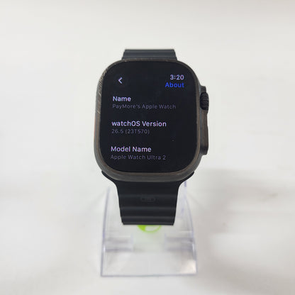 Unlocked Apple Watch Ultra 2 49MM Black Titanium Black Ocean Band MX4Q3LW/A