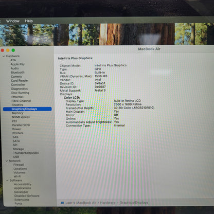 2020 Apple MacBook Air 13.3" i5 1.1GHz 8GB RAM 512GB SSD Silver A2179 READ
