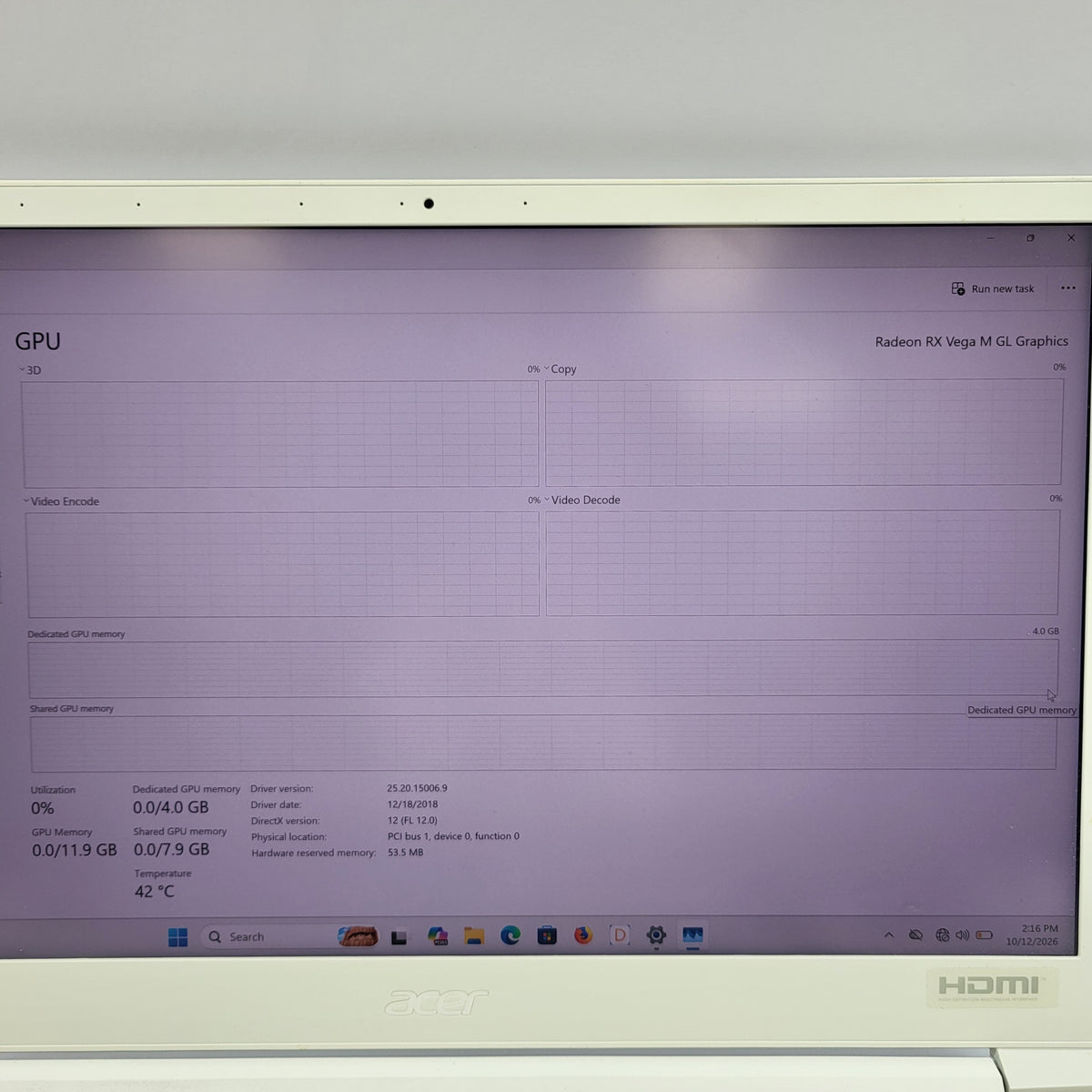 Acer ConceptD CN515-51 15.6" i7-8705G 16GB RAM 512GB SSD AMD Radeon RX Vega M GL