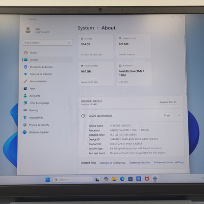 Dell Inspiron 14 5440 P185G 14" intel core 7 150u 1.8GHz 16GB RAM 1TB SSD