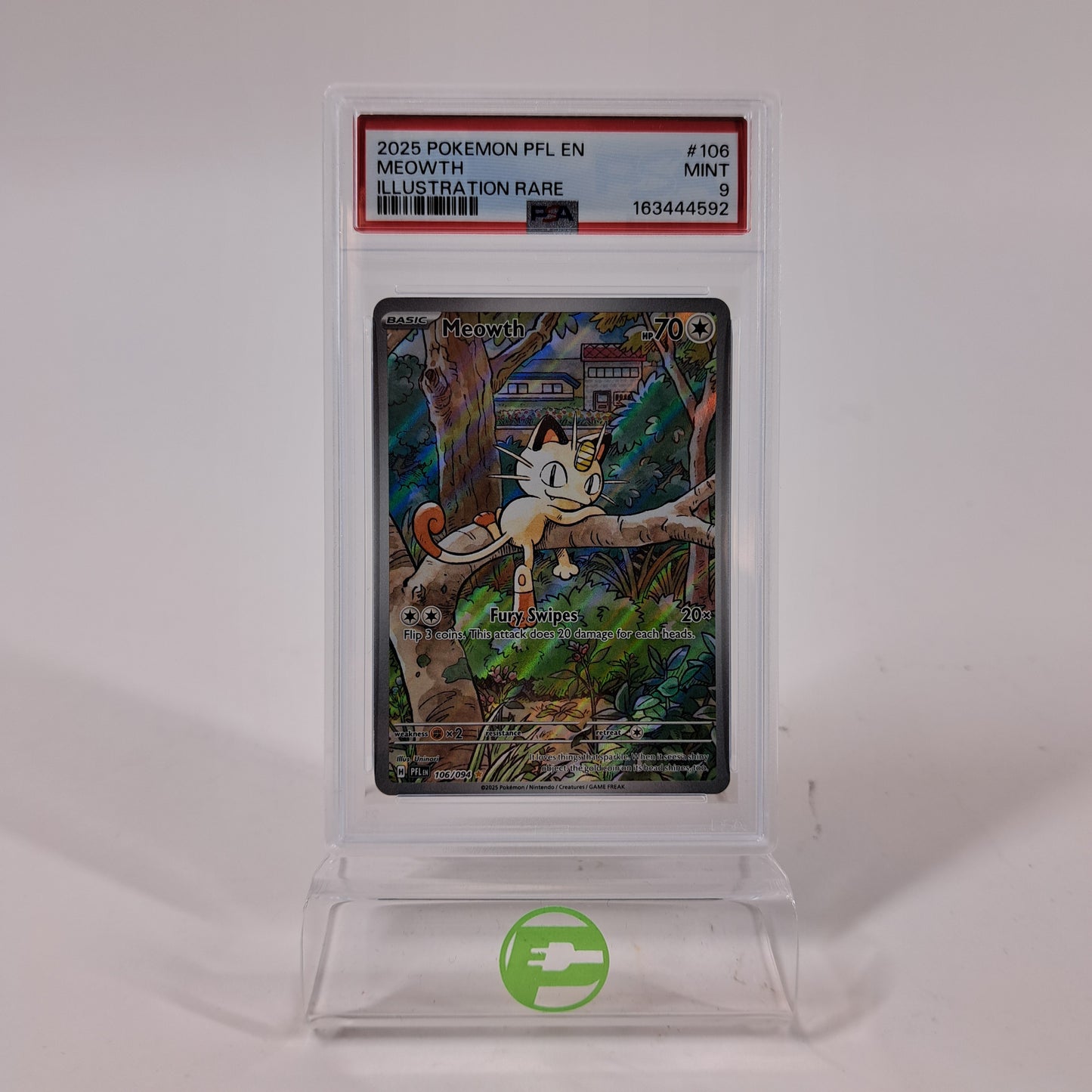 Pokémon TCG Phantasmal Flames Meowth 106/094 Holo English PSA 9 Mint