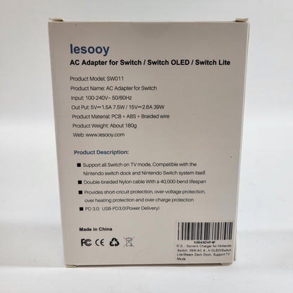 New Lesooy AC Adapter For Switch/ Switch OLED/ Switch Lite SWO11