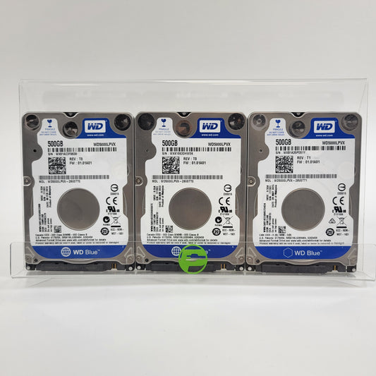 Lot of 3 Western Digital WD 2.5" WD Blue 500GB SATA 6Gb/s HDD WD5000LPVX