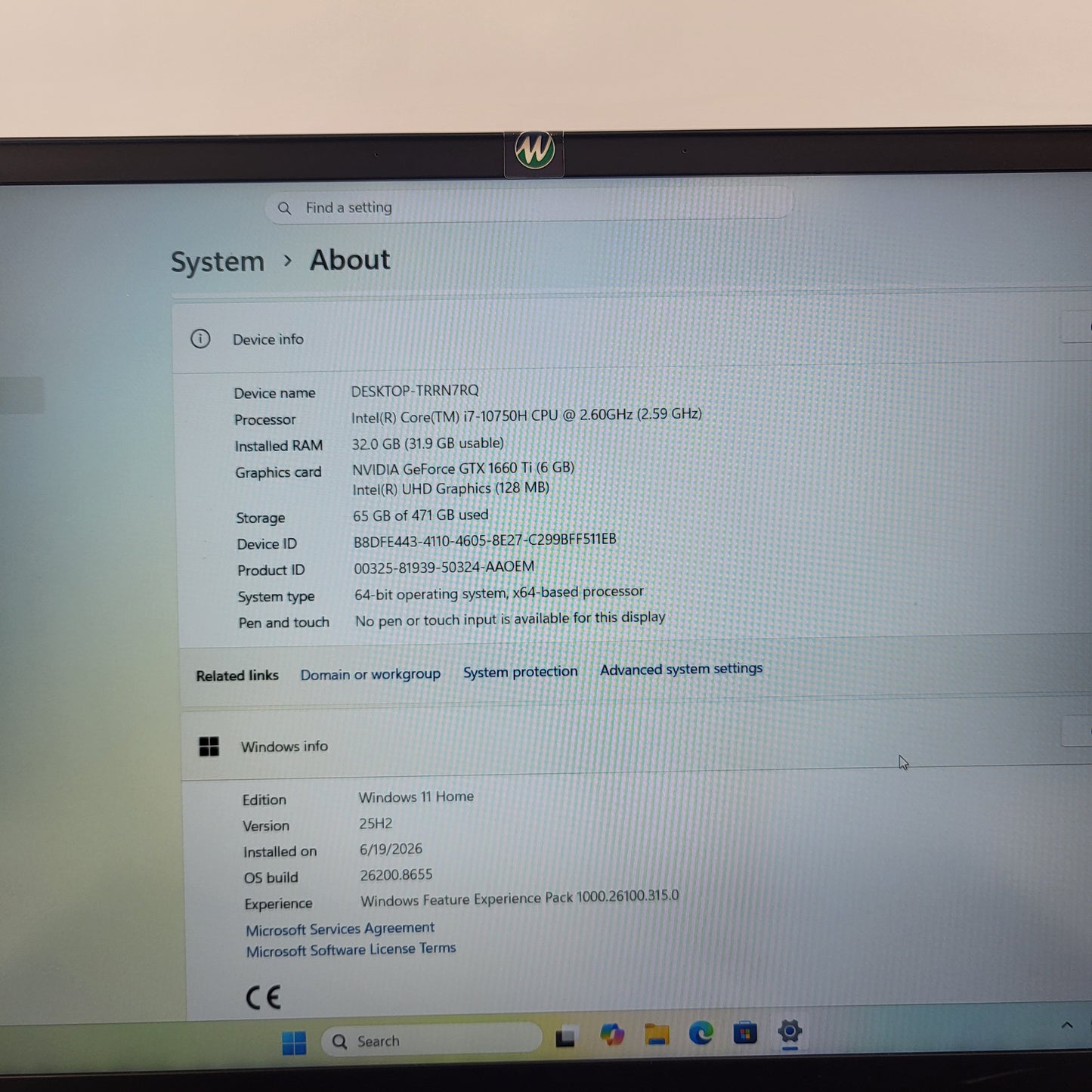 Razer Blade 15 Base RZ09-03519 15.6" i7-10750H 2.6GHz 32GB RAM 250GB SSD 