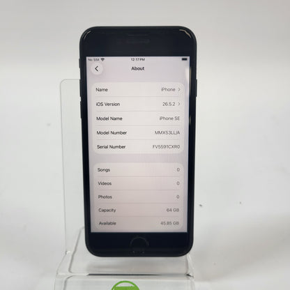 Factory Unlocked Apple iPhone SE 3rd Gen 64GB Black MMX53LL/A