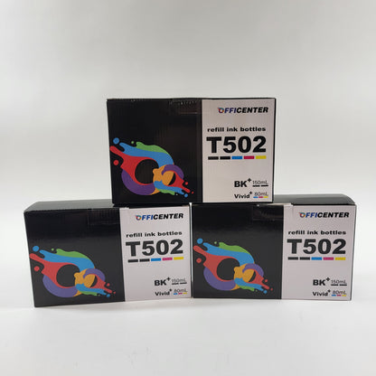 Lot of 3 Officenter T502 Black/Tri-color  Refill Ink Bottles