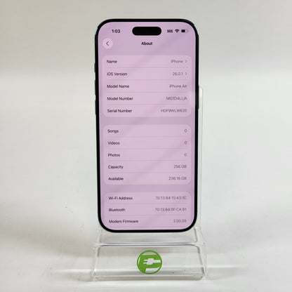 Factory Unlocked Apple iPhone Air 256GB Sky Blue MG1D4LL/A