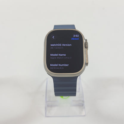 Unlocked Apple Watch Ultra 3 49MM Natural Titanium Anchor Blue Ocean Band MEWH4LW/A