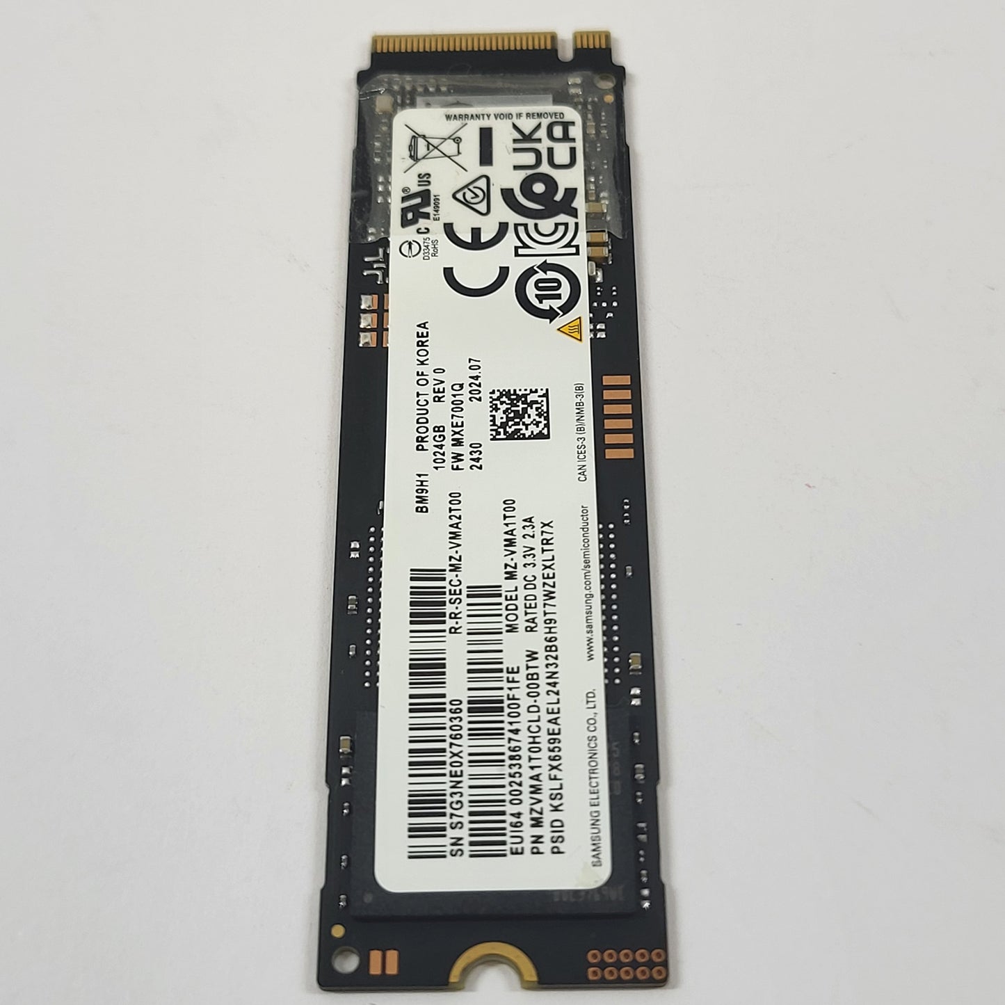 Samsung 2280mm BM9H1 1TB M.2 NVMe Gen 4.0 x 4 SSD MZVMA1T0HCLD-00BTW