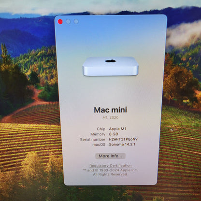 2020 Apple Mac Mini M1 8 Core 3.2GHz 8GB RAM 256GB SSD A2348