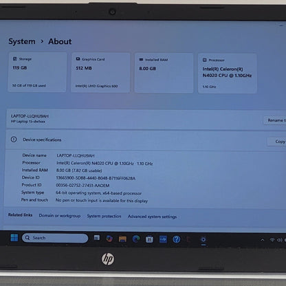 HP Laptop 15-DW1033DX 15.6" Celeron N4020 1.1GHz 8GB RAM 128GB SSD