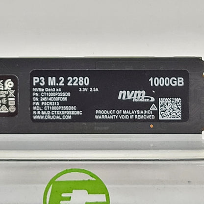 Crucial M.2 P3 1TB M.2 NVMe Gen 3.0 x 4 SSD CT1000P3SSD8