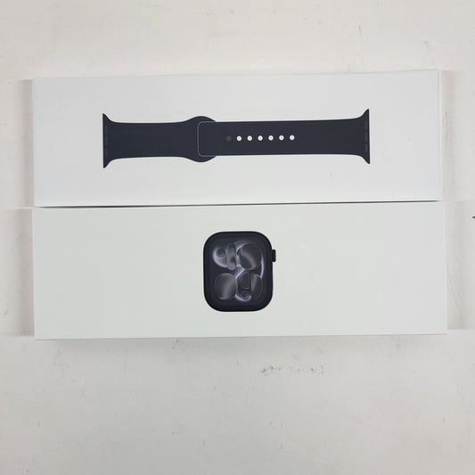 New Unlocked Apple Watch Series 11 46MM Jet Black Aluminum Space Black Band