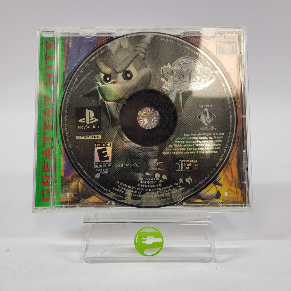 Spyro Year of the Dragon [Greatest Hits] (Sony PlayStation 1, 2000) Incomplete