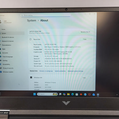 HP Victus 15-fb3093dx 15.6" Ryzen 7 7445HS 3.2GHz 16GB RAM 512GB GeForce RTX 4050