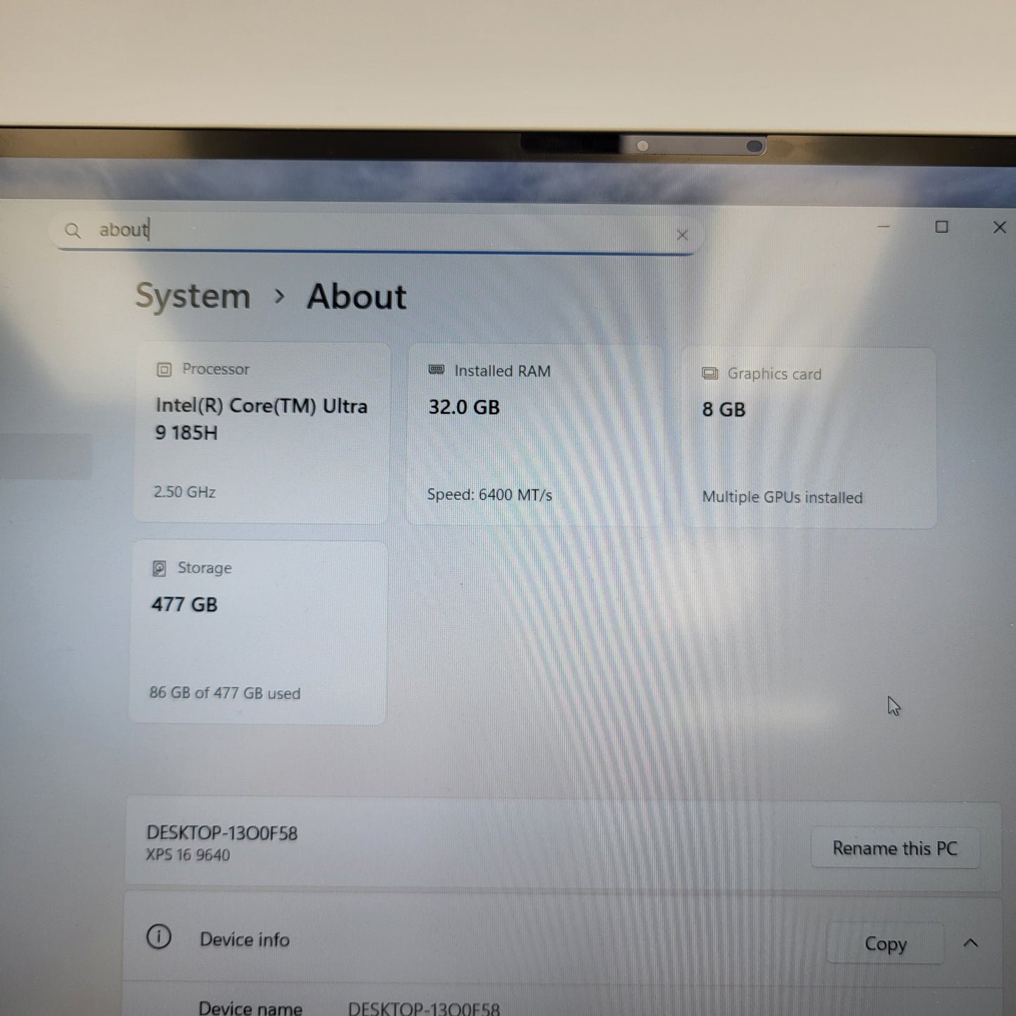Dell XPS 3000 16.3" Core Ultra 9 185H 2.5GHz 32GB RAM 512GB SSD GeForce RTX 4060