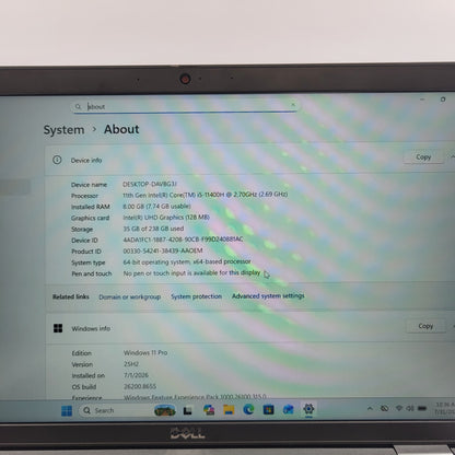  Dell Latitude 5421 i5-11400H 2.7GHz 8GB RAM 256GB SSD