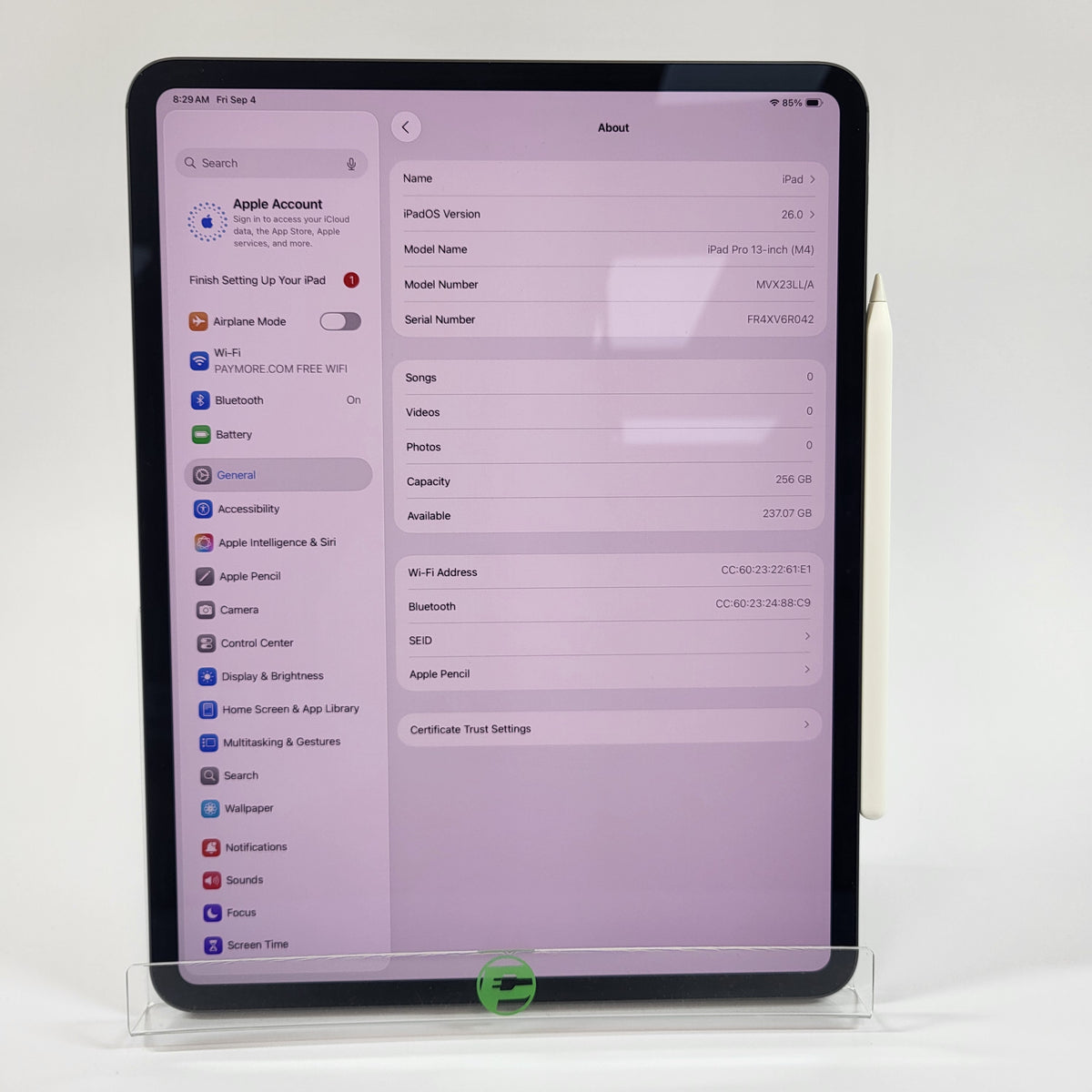WiFi Only Apple iPad Pro 13" M4 256GB Space Black MVX23LL/A