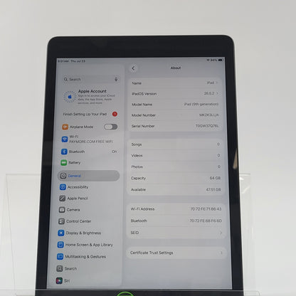 WiFi Only Apple iPad 9th Gen 64GB Space Gray MK2K3LL/A