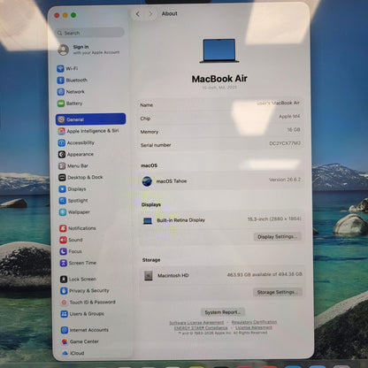 2025 Apple MacBook Air 15" M4 10C GPU 4.5GHz 16GB RAM 512GB SSD A3241