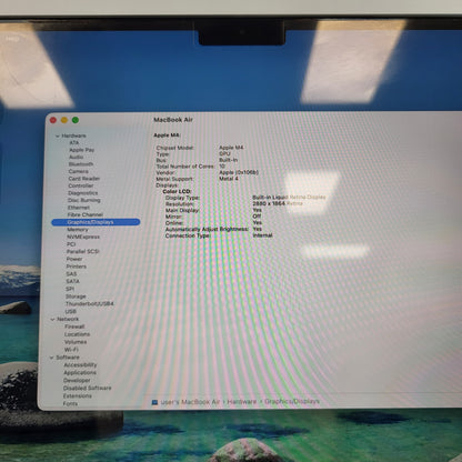 2025 Apple MacBook Air 15" M4 10C GPU 4.5GHz 16GB RAM 512GB SSD A3241