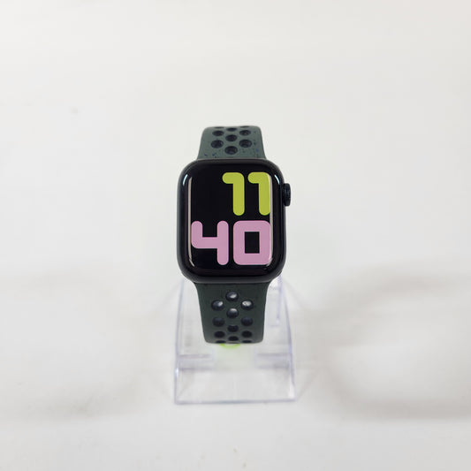 GPS Only Apple Watch Series 9 41MM Midnight Aluminum Green Speckled Nike Sport Band A2978