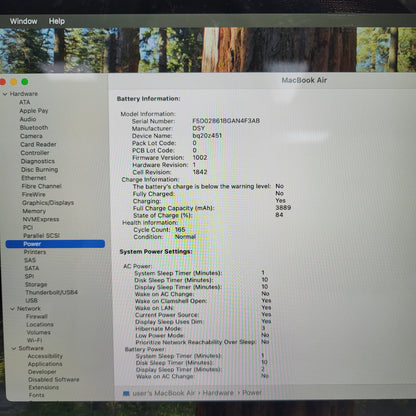 2020 Apple MacBook Air 13.3" i5 1.1GHz 8GB RAM 512GB SSD Silver A2179 READ