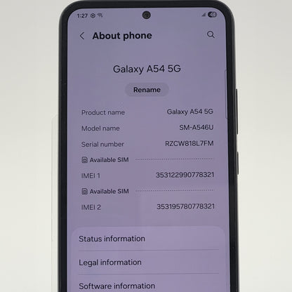 Factory Unlocked Samsung Galaxy A54 5G 4GB RAM 128GB SM-A546U Absolute Black