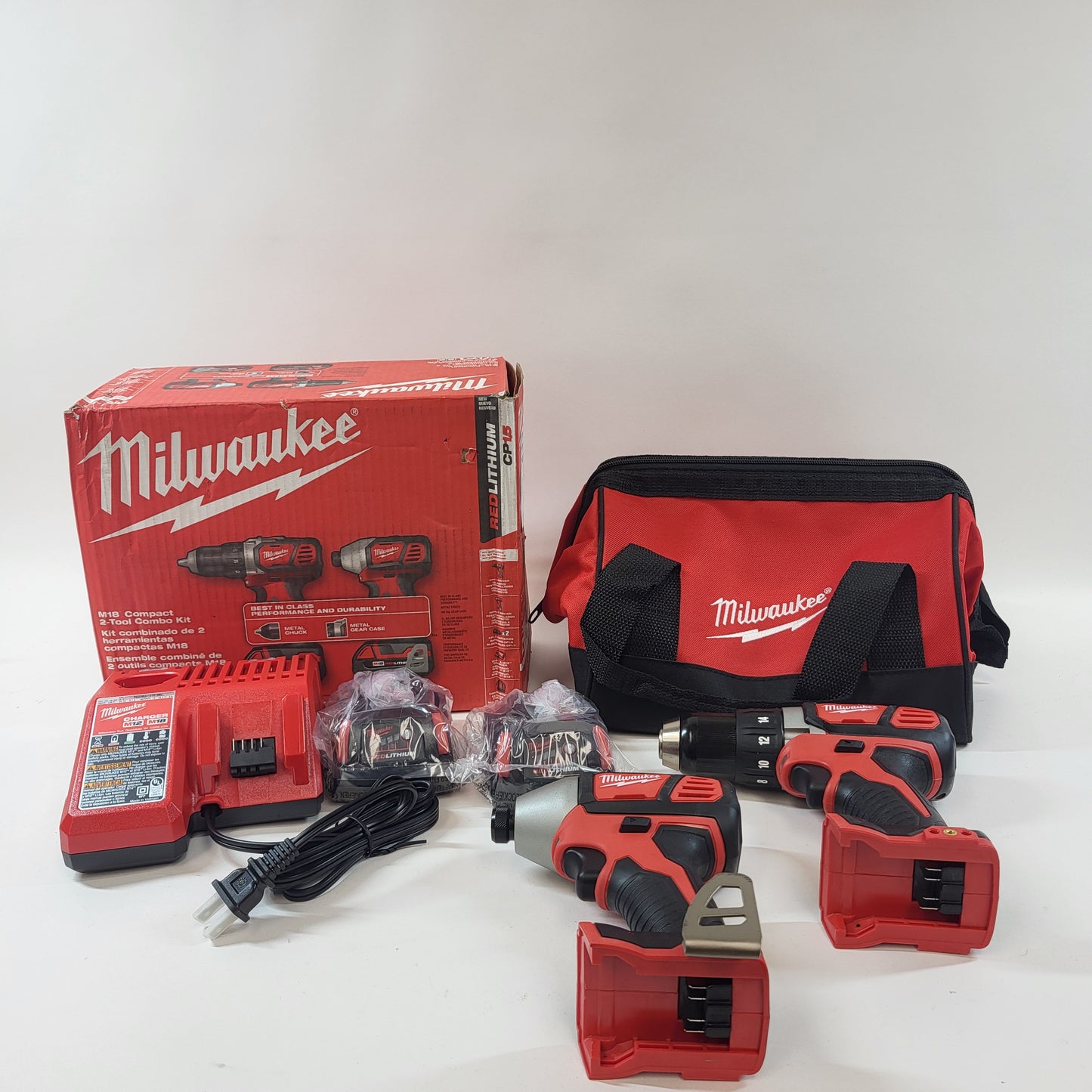 New Milwaukee 2691-22 M18 18V M18 Compact 2-Tool Combo Kit  Open Box