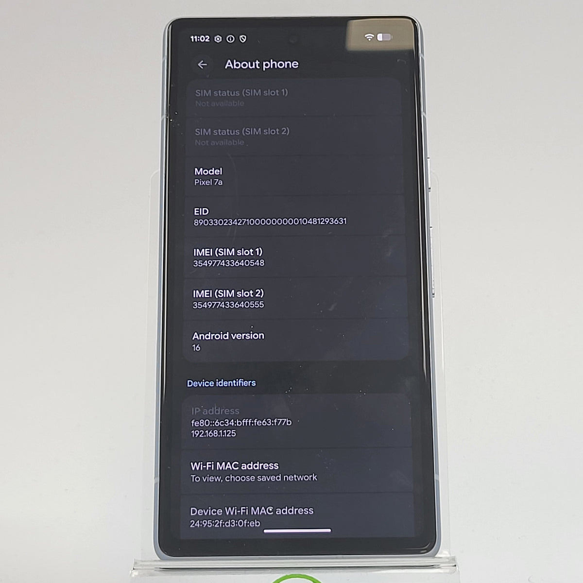 Factory Unlocked Google Pixel 7a 128GB Sea GWKK3
