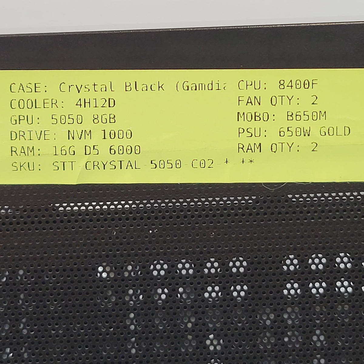 SkyTech Crystal Black Ryzen 5 8400F 4.20GHz 16GB RAM 1TBSSD MSI GeForce RTX 5050