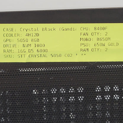SkyTech Crystal Black Ryzen 5 8400F 4.20GHz 16GB RAM 1TBSSD MSI GeForce RTX 5050