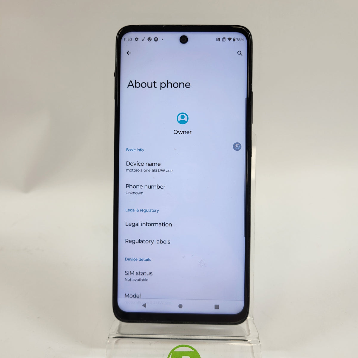 Verizon Motorola One 5G UW ACE 64GB 12 Black XT2113-1
