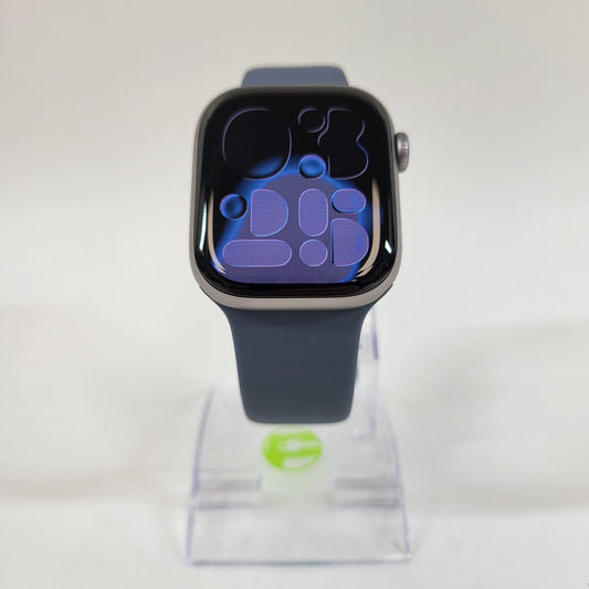 GPS Only Apple Watch Series 11 42MM Space Gray Aluminum Anchor Blue Sport Band