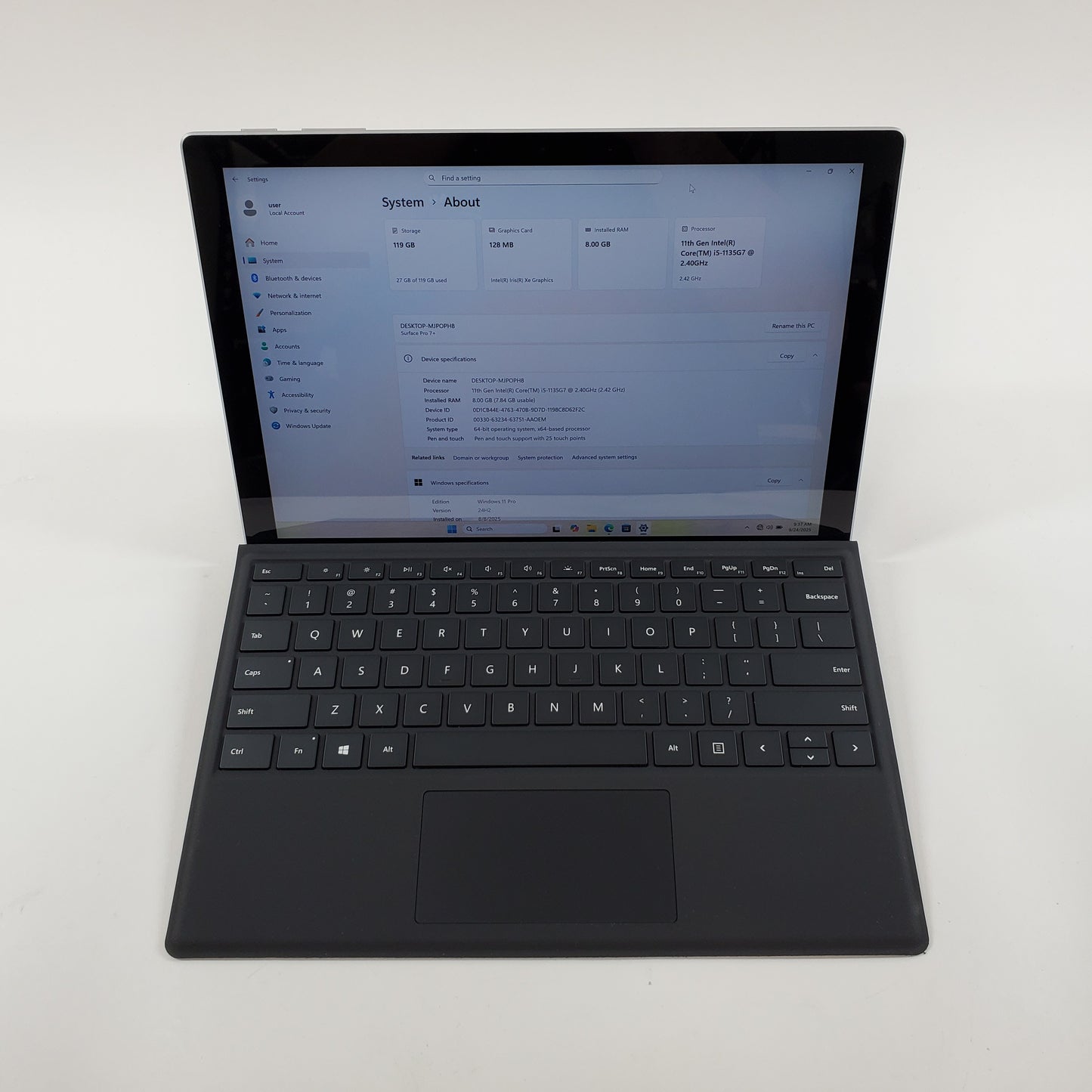 Microsoft Surface Pro 7+ 1961 12.3" i5-1135G7 2.4GHz 8GB RAM 128GB SSD