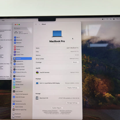 2023 Apple MacBook Pro 16" M2 Pro 19C GPU 3.5GHz 16GB RAM 512GB SSD MNWC3LL/A