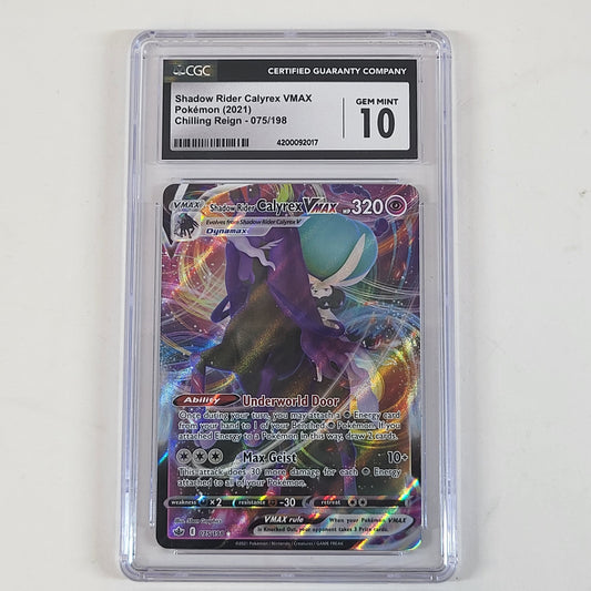 Pokémon TCG Chilling Reign Shadow Rider Calyrex VMAX 075/198 Holo Rare VMAX Holo Textured English CGC 10