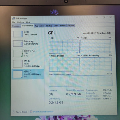 Broken HP Laptop 15-DW0XXX 15.6" Pentium Silver N5030 4GB RAM 128GB SSD READ