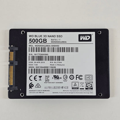 Western Digital WD 2.5" Blue 3D NAND 500GB SATA III 6Gbps SSD WDS500G2B0A-00SM50