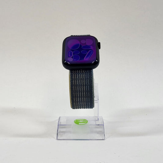 GPS Only Apple Watch Series 8 45MM Midnight Aluminum Anchor Blue Braided Solo 