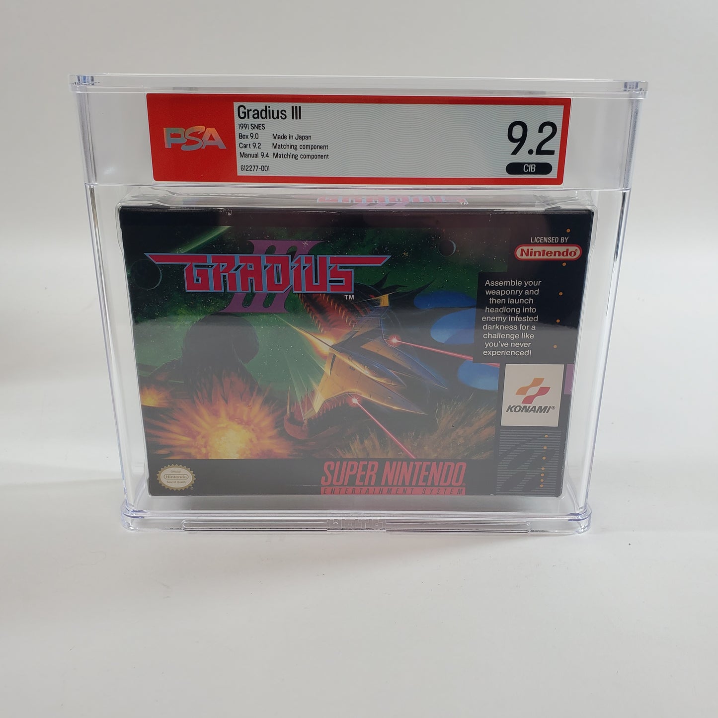 Gradius III (Super Nintendo SNES, 1991) PSA 9.2 CIB